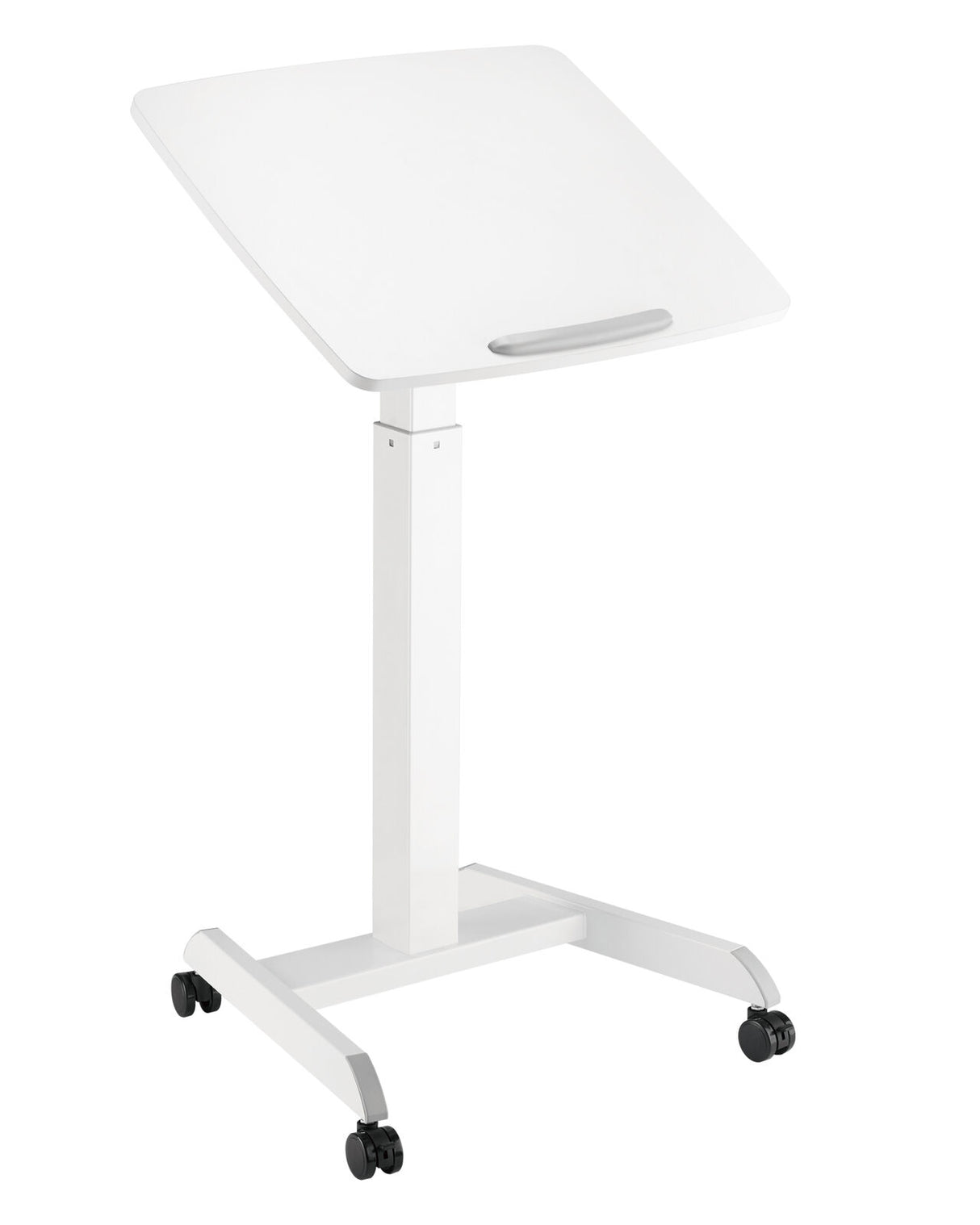 Height Adjustable Mobile Workstation w/ Paddle Lever & Tiltable Desktop - White