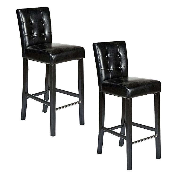 Set of 2 Manhattan Bar Stools Wooden Barstools Chairs Vintage - Black