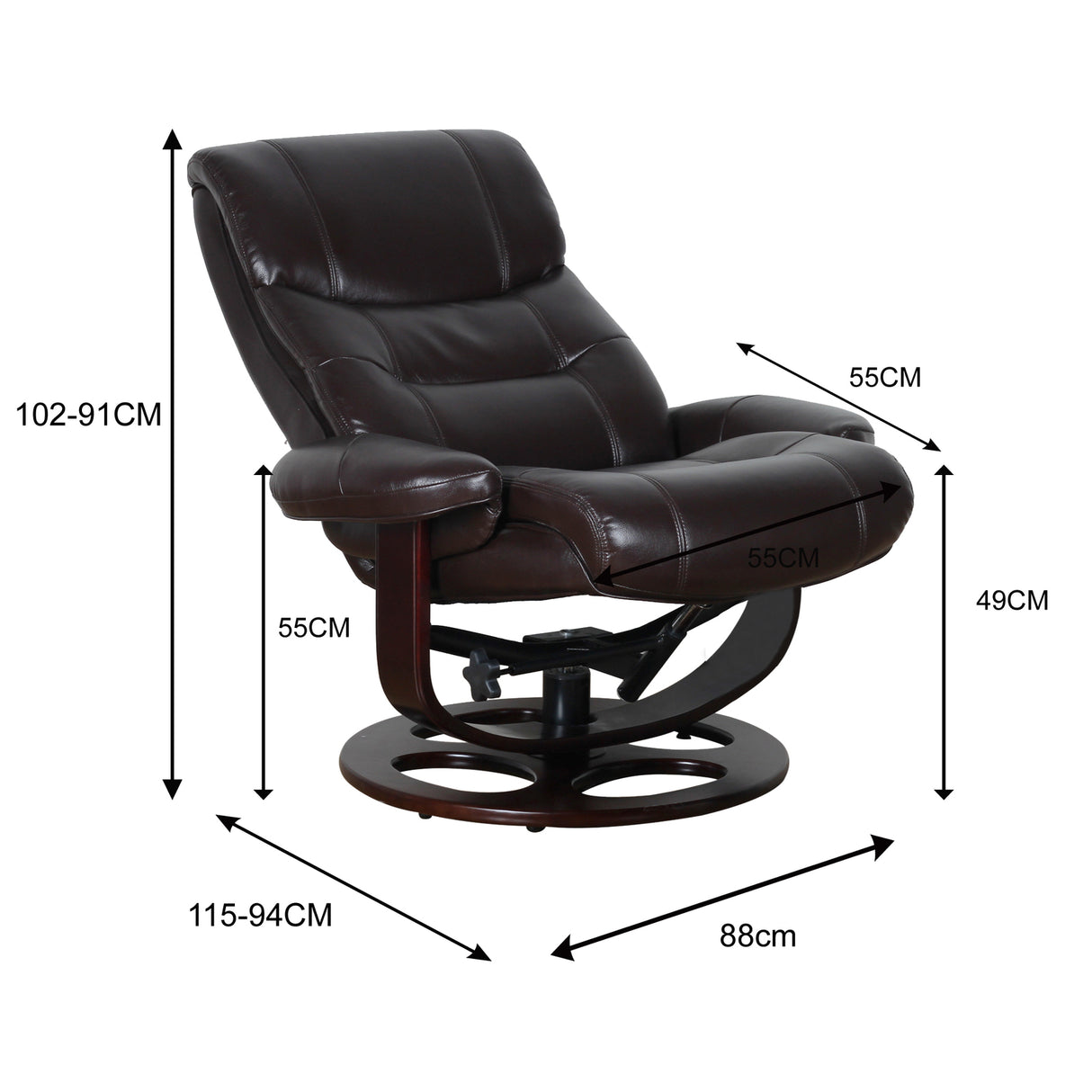 Julio Faux Leather Reclining Lounge Arm Chair w/ Ottoman Swivel Sofa