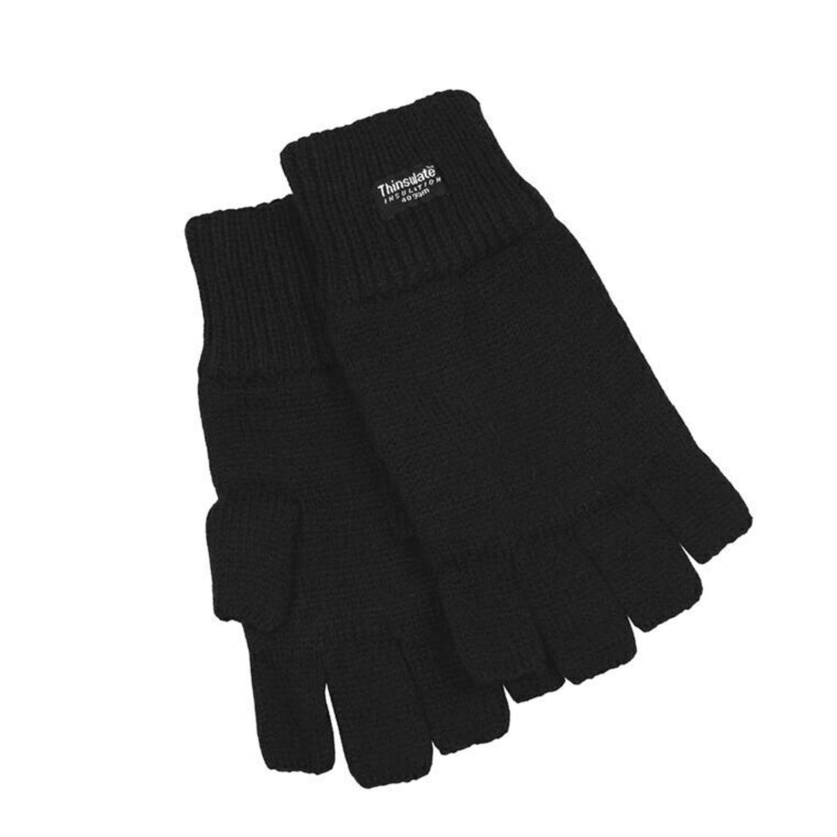 Dents 3M Thinsulate Womens Fingerless Knit Gloves Polar Insulation Thermal - Black