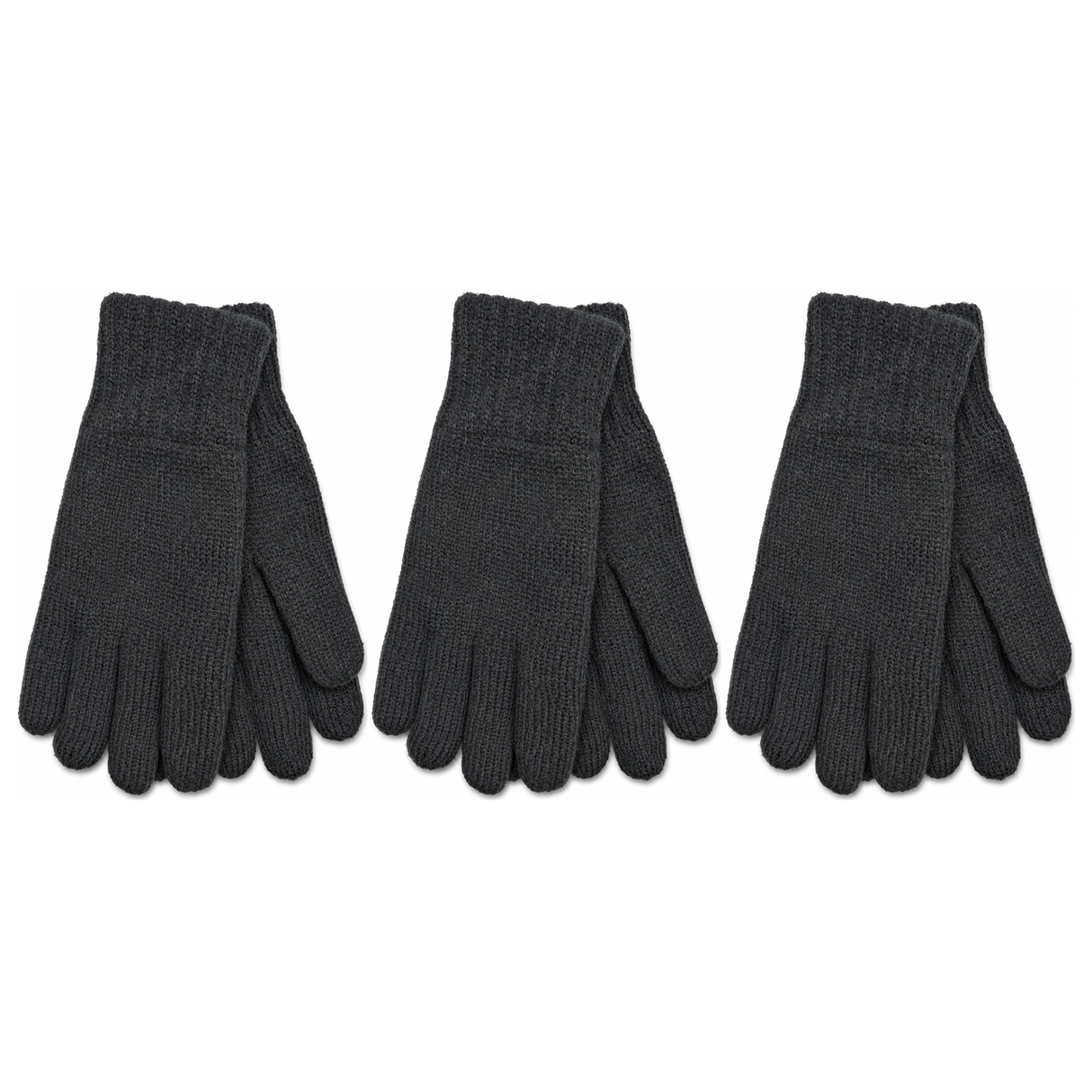 3x 3M Thinsulate Womens Full Finger Knit Gloves Pack - Black (Polar Fleece Thermal Insulation)