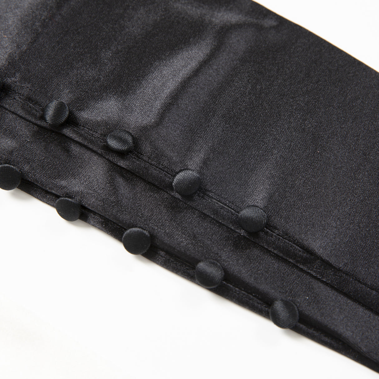 Dents Womens Satin Elbow Length Gloves with Button Trim - Black