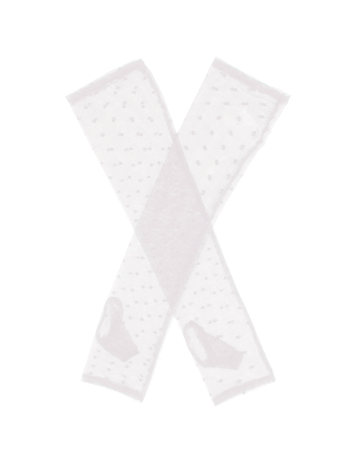 Dents Womens Long Tulle Flock Dot Fingerless Mittens - White