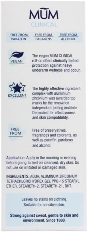 Mum Unperfumed Roll On Antiperspirant 50ml