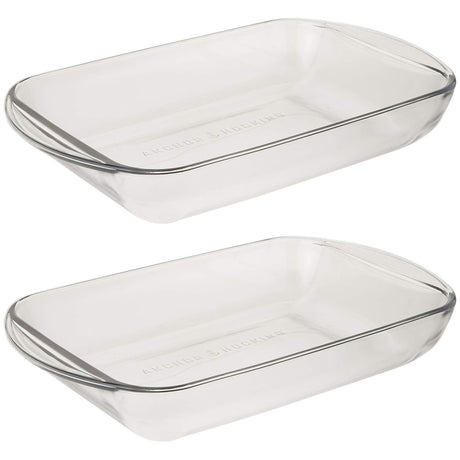 2x Anchor Hocking Fire-King Rectangular Baker 33x22cm 3L