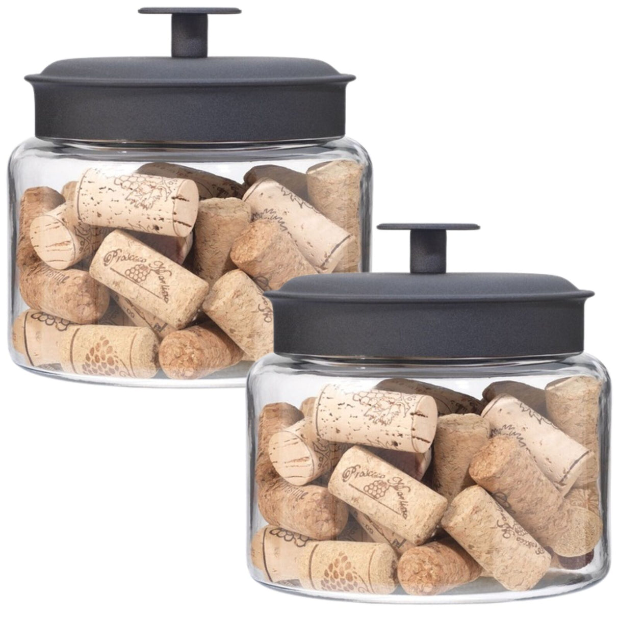 2x Anchor Hocking Montana 1.5L Storage Jar With Black Lid 16 X 15cm