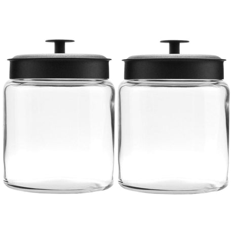 2x Anchor Hocking Montana Jar w/Black Lid 18x15cm - 1.9L