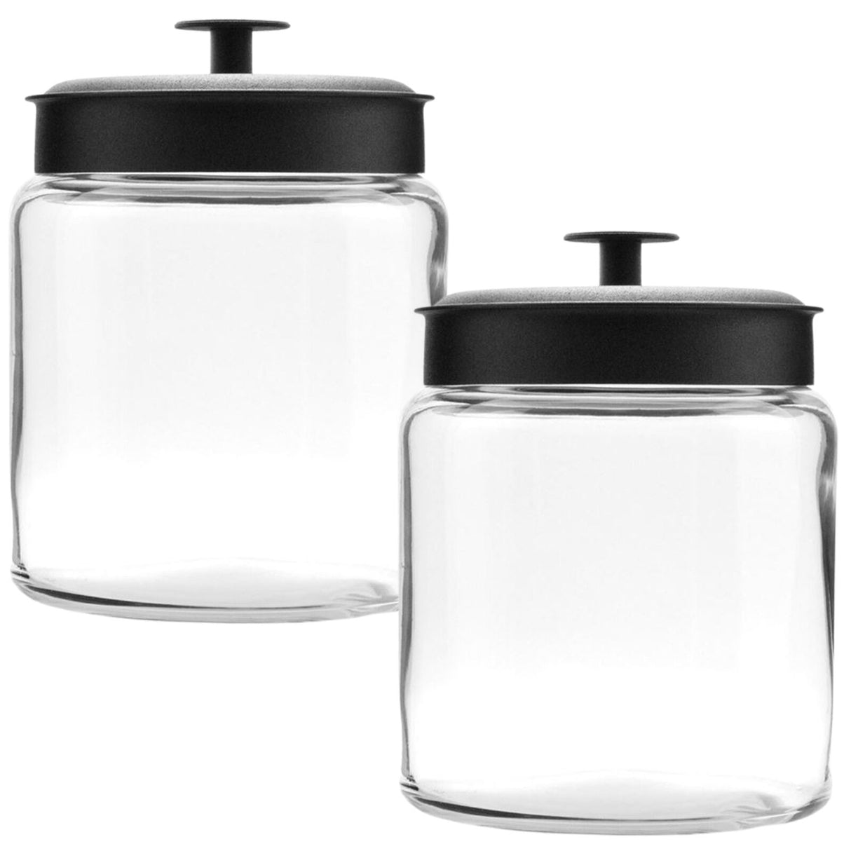 2x Anchor Hocking Montana Jar w/Black Lid 22x17.5cm - 2.9L