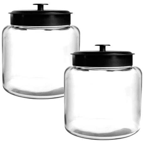 2x Anchor Hocking Montana Jar 1.5 Gallon / 5.7L Glass Jar with Black Metal Lid