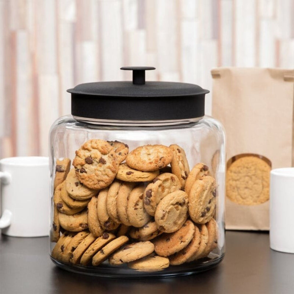 Anchor Hocking Montana 5.7L (1.5 Gallon) Glass Storage Jar w/Black Metal Lid