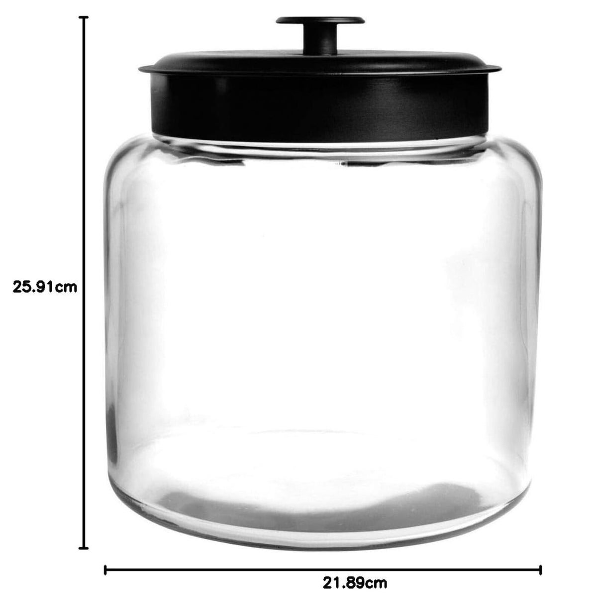 Anchor Hocking Montana 5.7L (1.5 Gallon) Glass Storage Jar w/Black Metal Lid