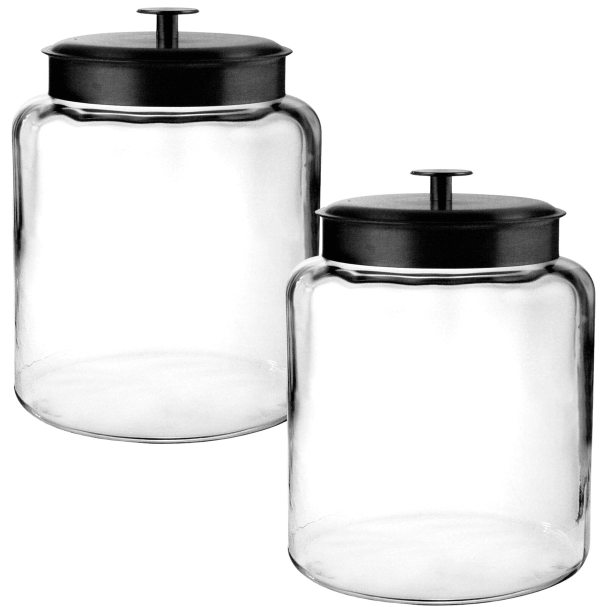 2x Anchor Hocking Montana Jar with Black Lid 7.5L 27x22.5cm