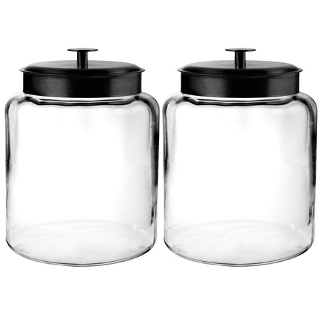 2x Anchor Hocking Montana Jar with Black Lid 7.5L 27x22.5cm