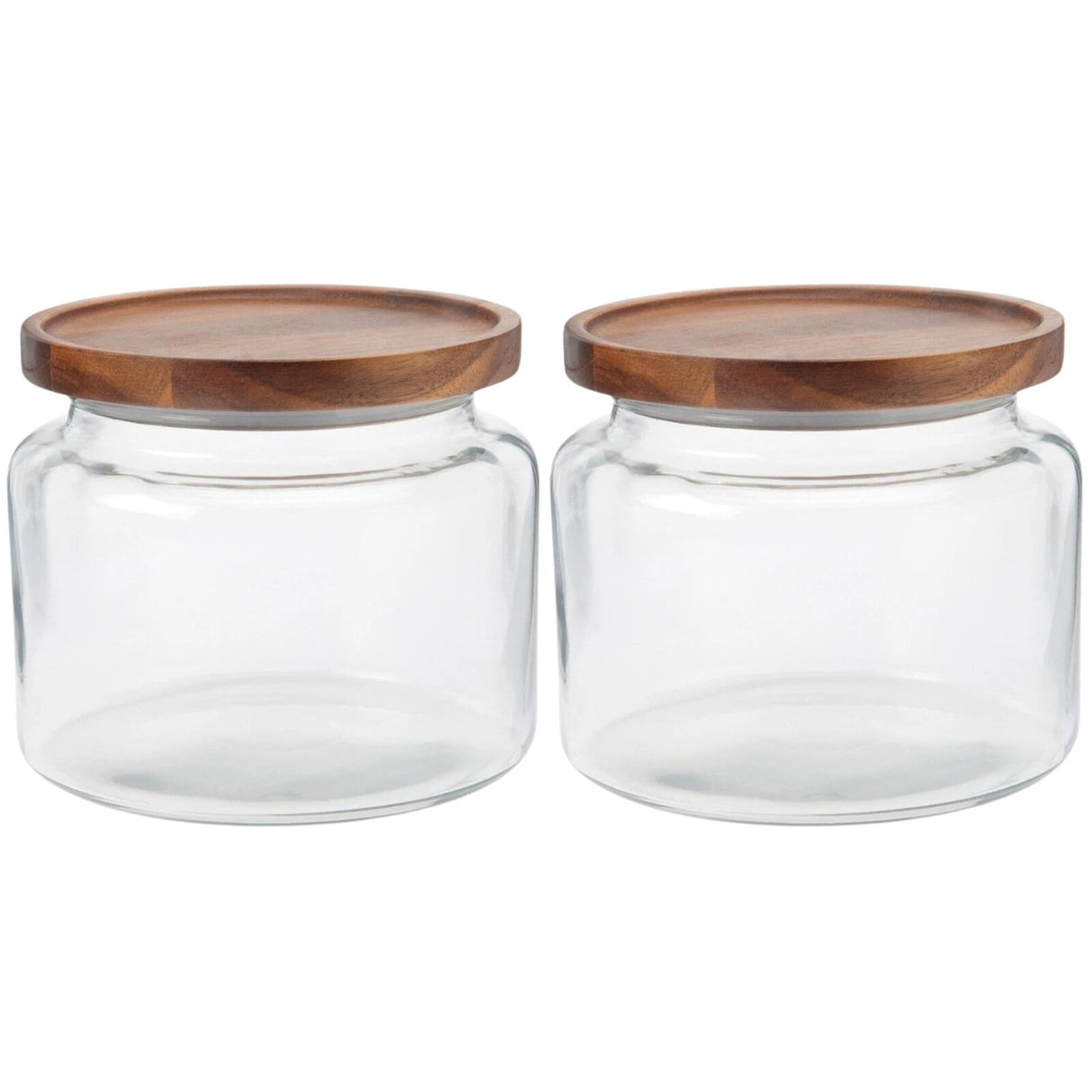 2x Anchor Hocking Montana 1.5L/16cm Glass Jar Container w/ Acacia Lid - Clear