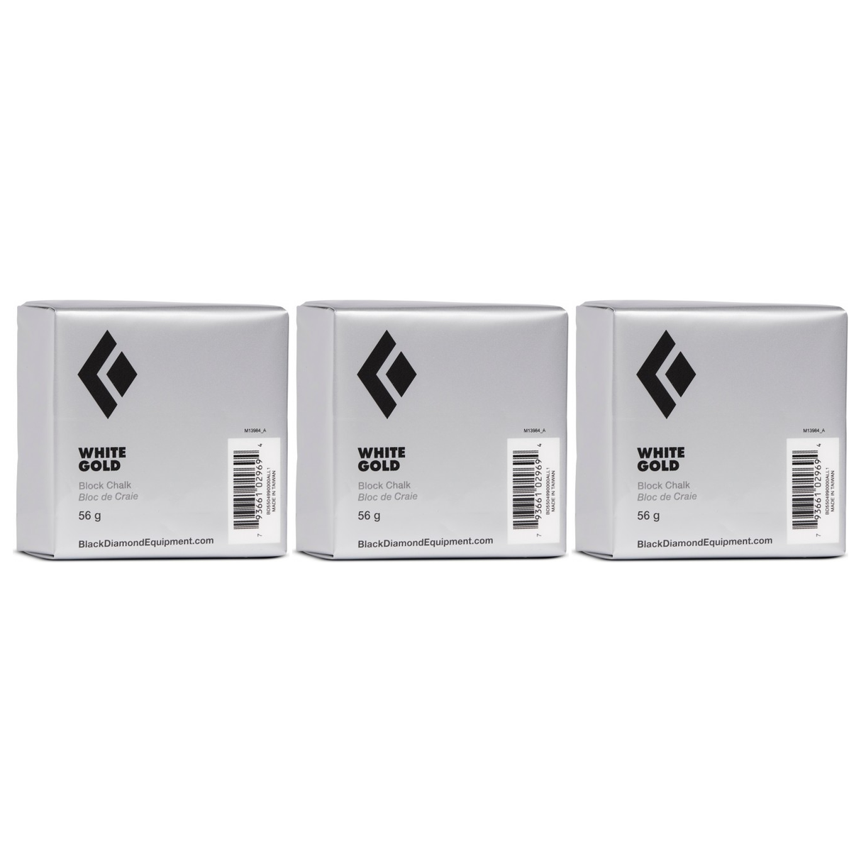 3x Black Diamond White Gold Loose Climbing Chalk Block - 56g (Bulk Pack)