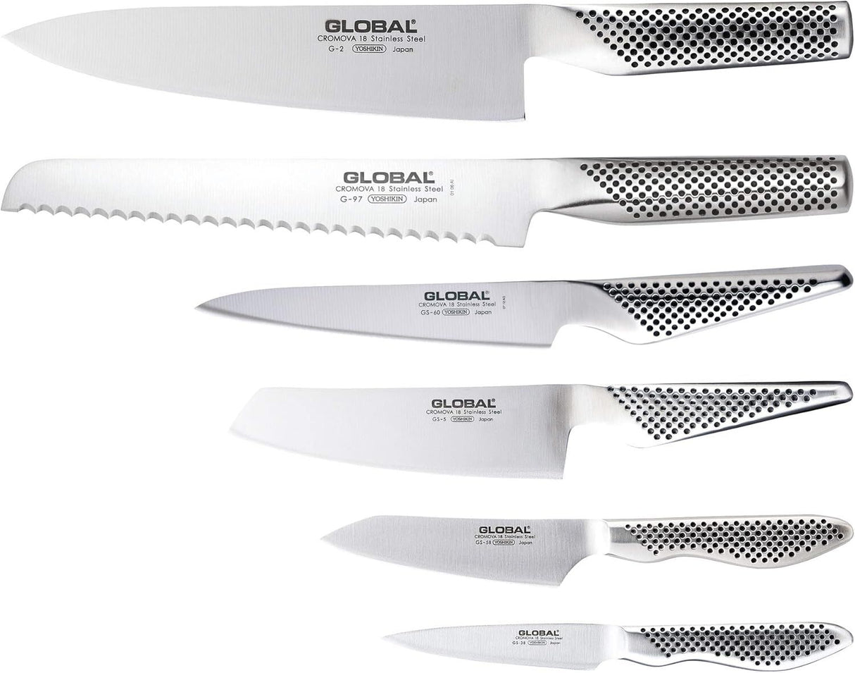 Global Kyoto 7-Piece Japanese Knife Block Set Bamboo Storage Block - Made in Japan