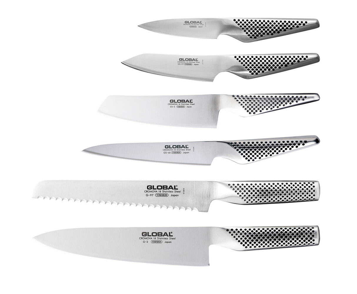 GLOBAL Hashira 7 Piece Knife Block Set Maple - Made in Japan