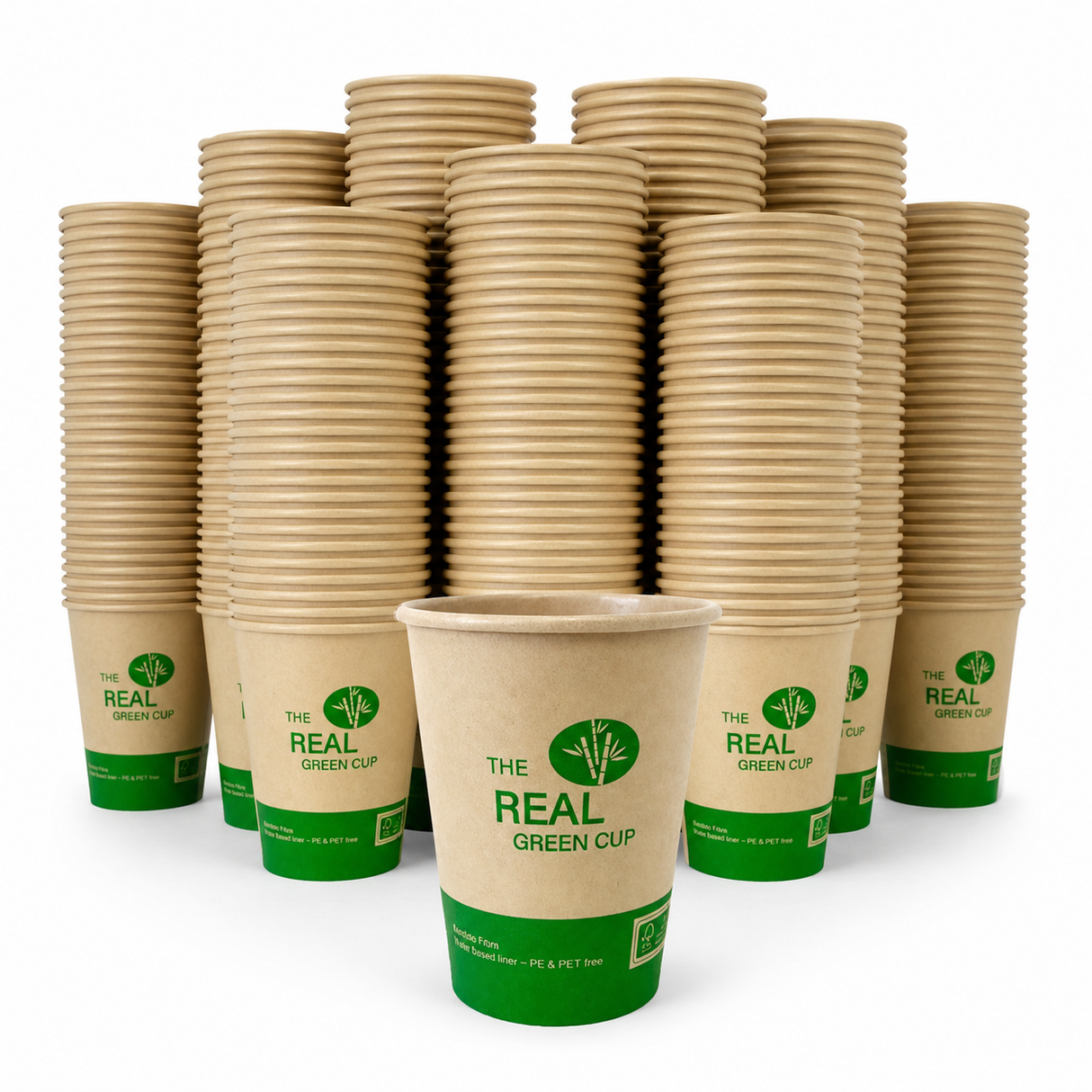 1000x Bamboo Coffee Cups (Single Wall) w/ Water Based Lining - 7oz (210ml)