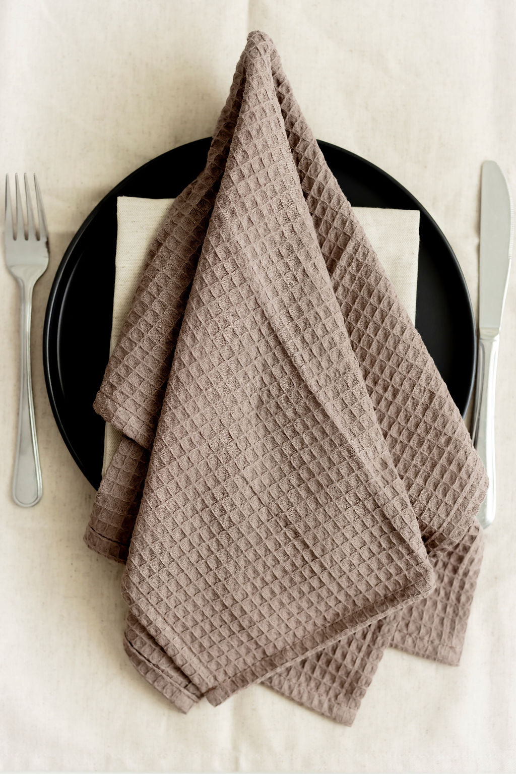 100% Cotton Linen Tea Towels - Beige Love