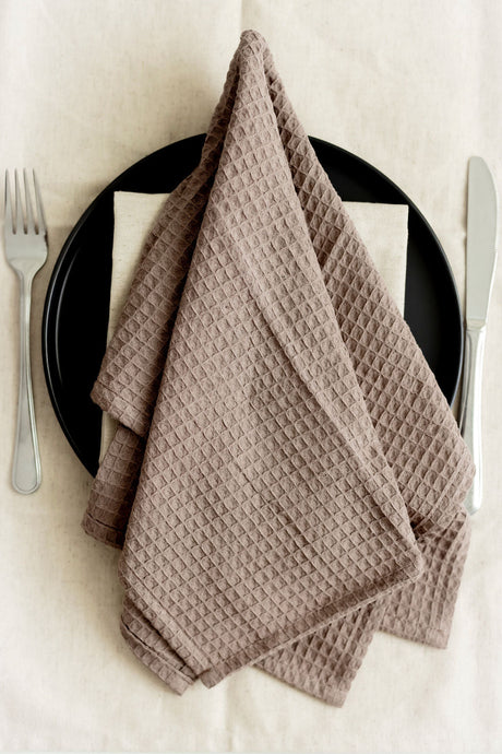 100% Cotton Linen Tea Towels - Beige Love