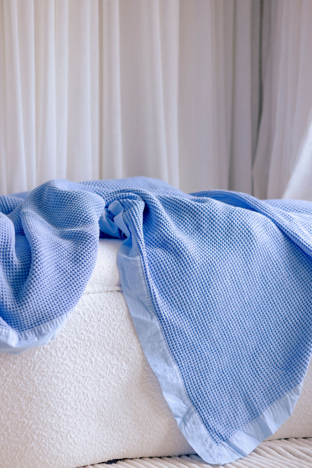 100% Cotton Waffle Blanket - Queen - Blue Bell