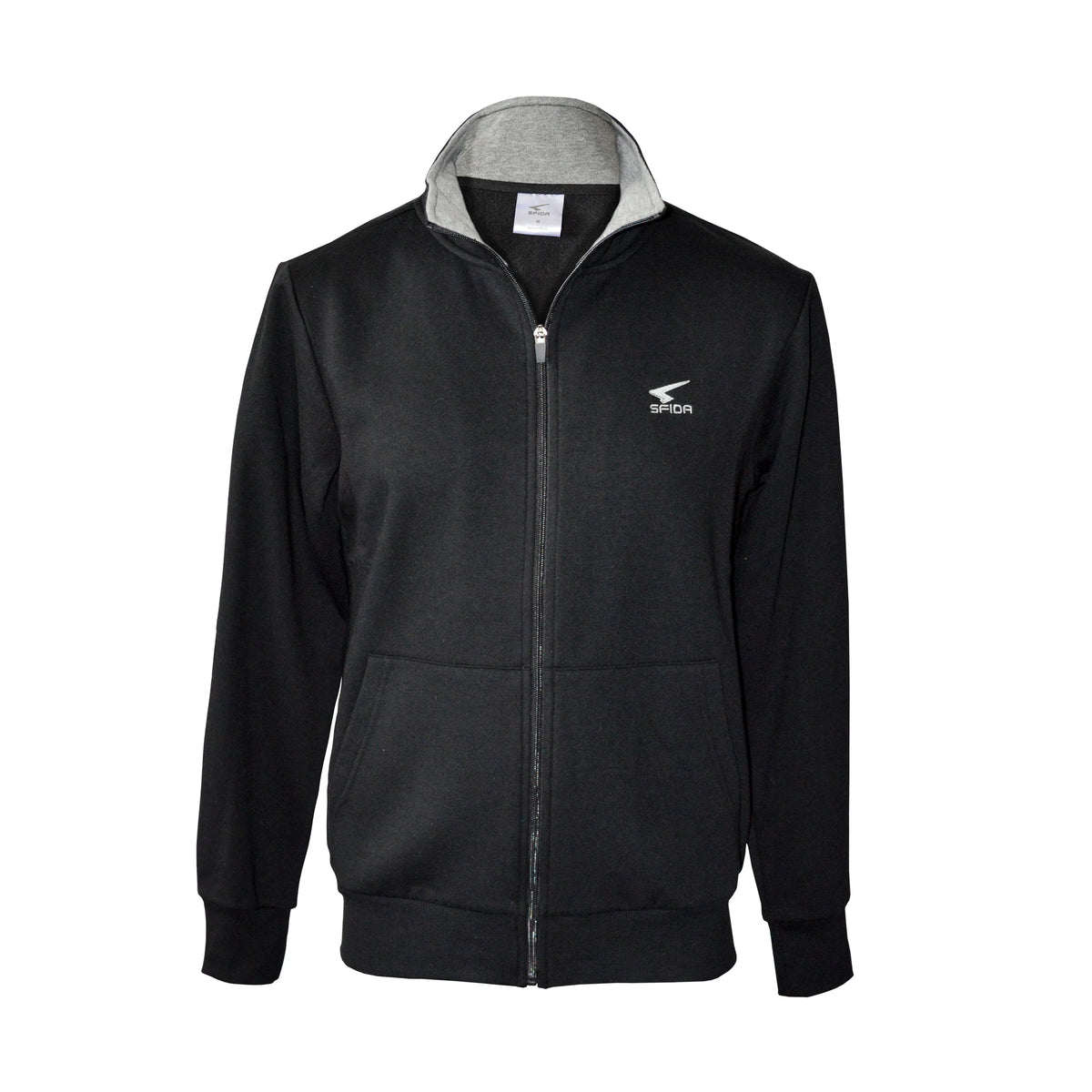 Sfida Zander Mens Fleece Full Zip Jacket - Black (Stand Collar Track Top)