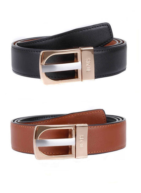 Dents Mens Reversible Leather Belt Genuine Colour Swap - Navy/Brown