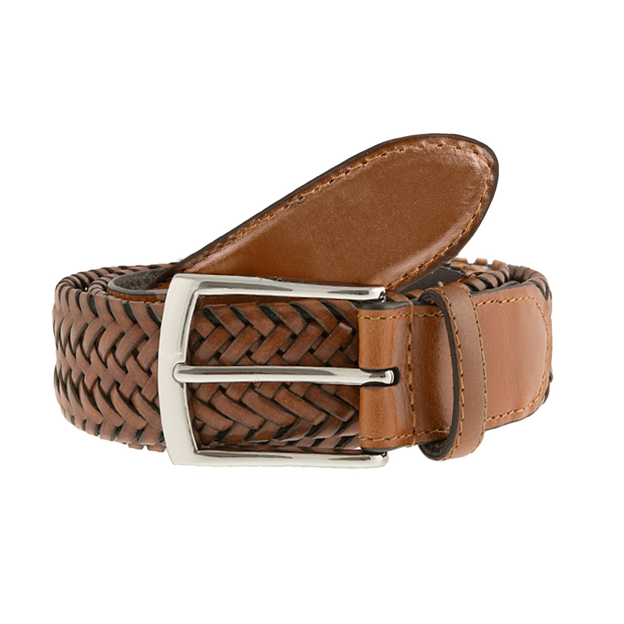 35mm PLAITED LEATHER BELT Bovine Leather Bos Taurus - XL