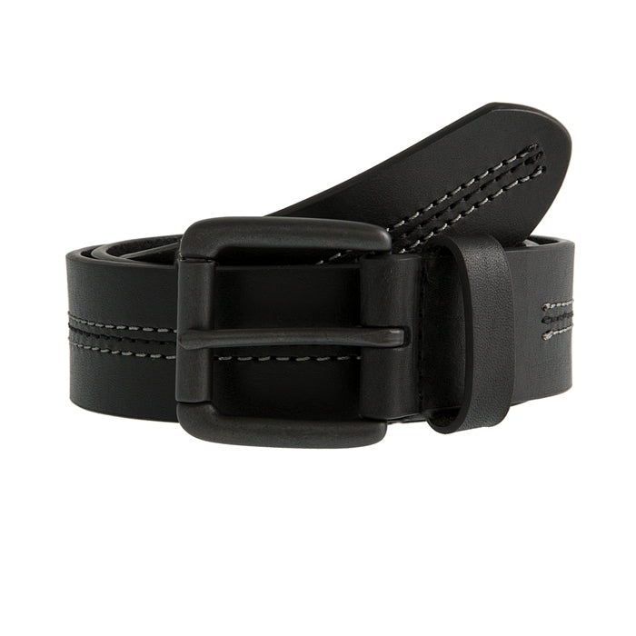 Dents Mens Lined Leather Belt with Stitch Detail and Gunmetal Buckle - Black