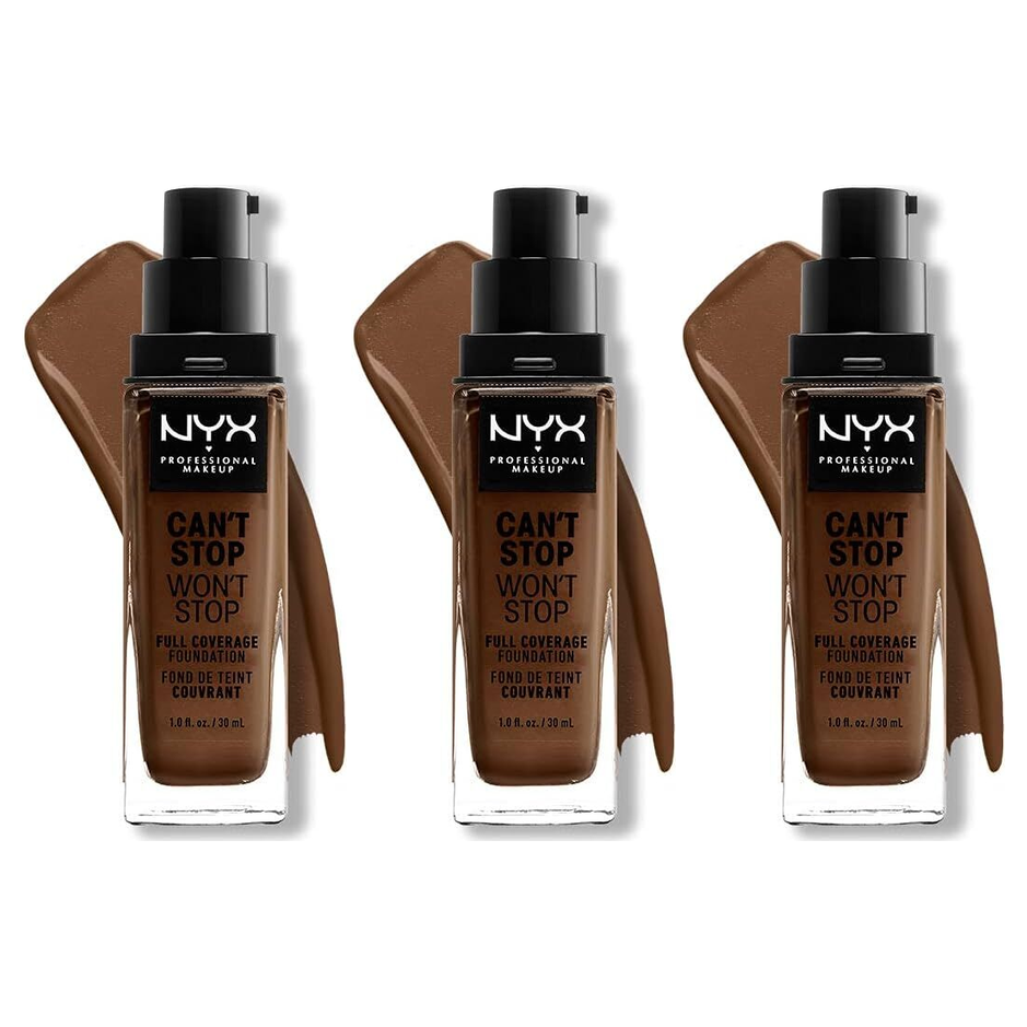 3x Nyx Professional Makeup Can't Stop Won't Stop Full Coverage Foundation Pack - 22 Deep Cool