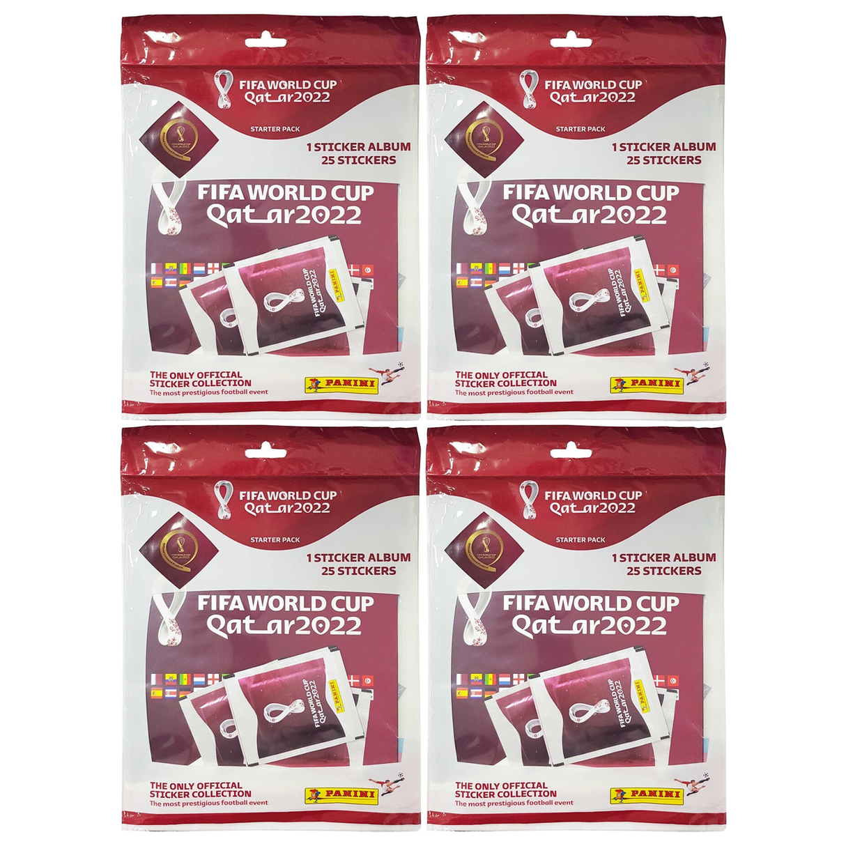 4x Panini 2022 FIFA World Cup Qatar Sticker Starter Pack Bulk Pack (Soccer/Football)