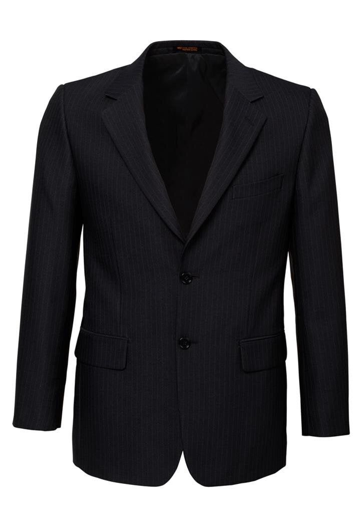 Mens Single Breasted 2 Button Suit Jacket Work Business - Pin Striped - Charcoal