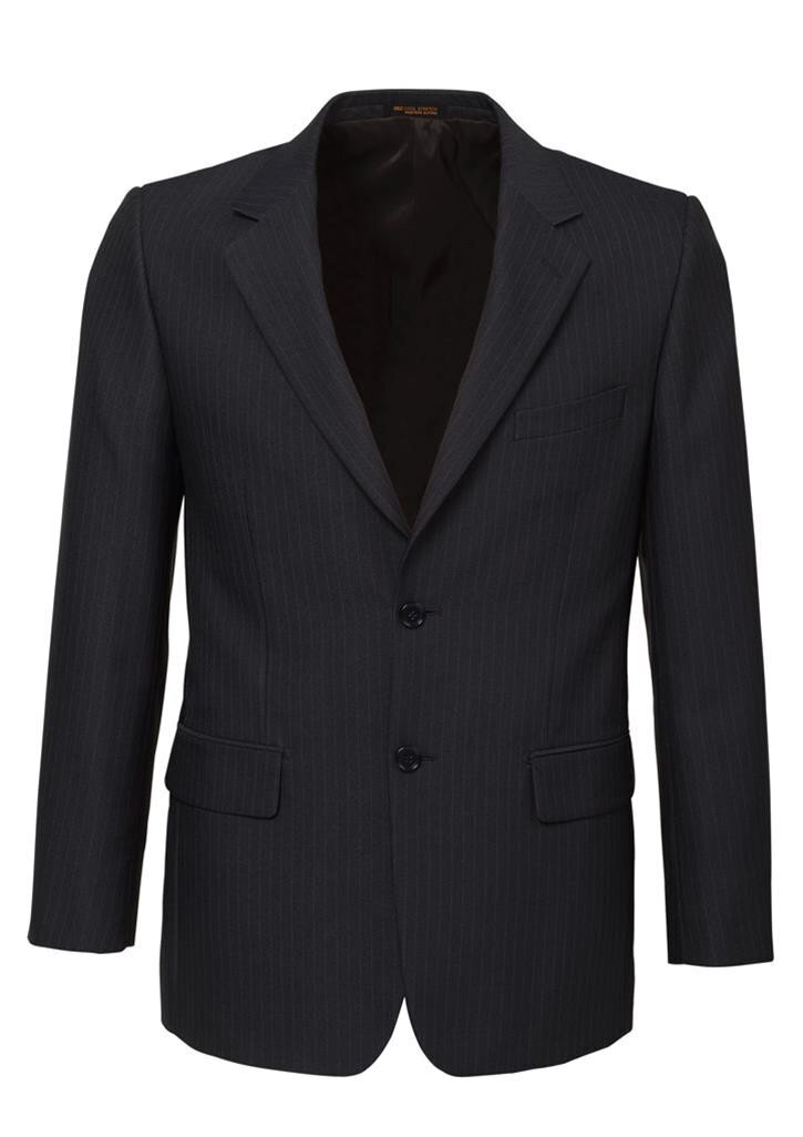 Mens Single Breasted 2 Button Suit Jacket Work Business - Pin Striped - Charcoal
