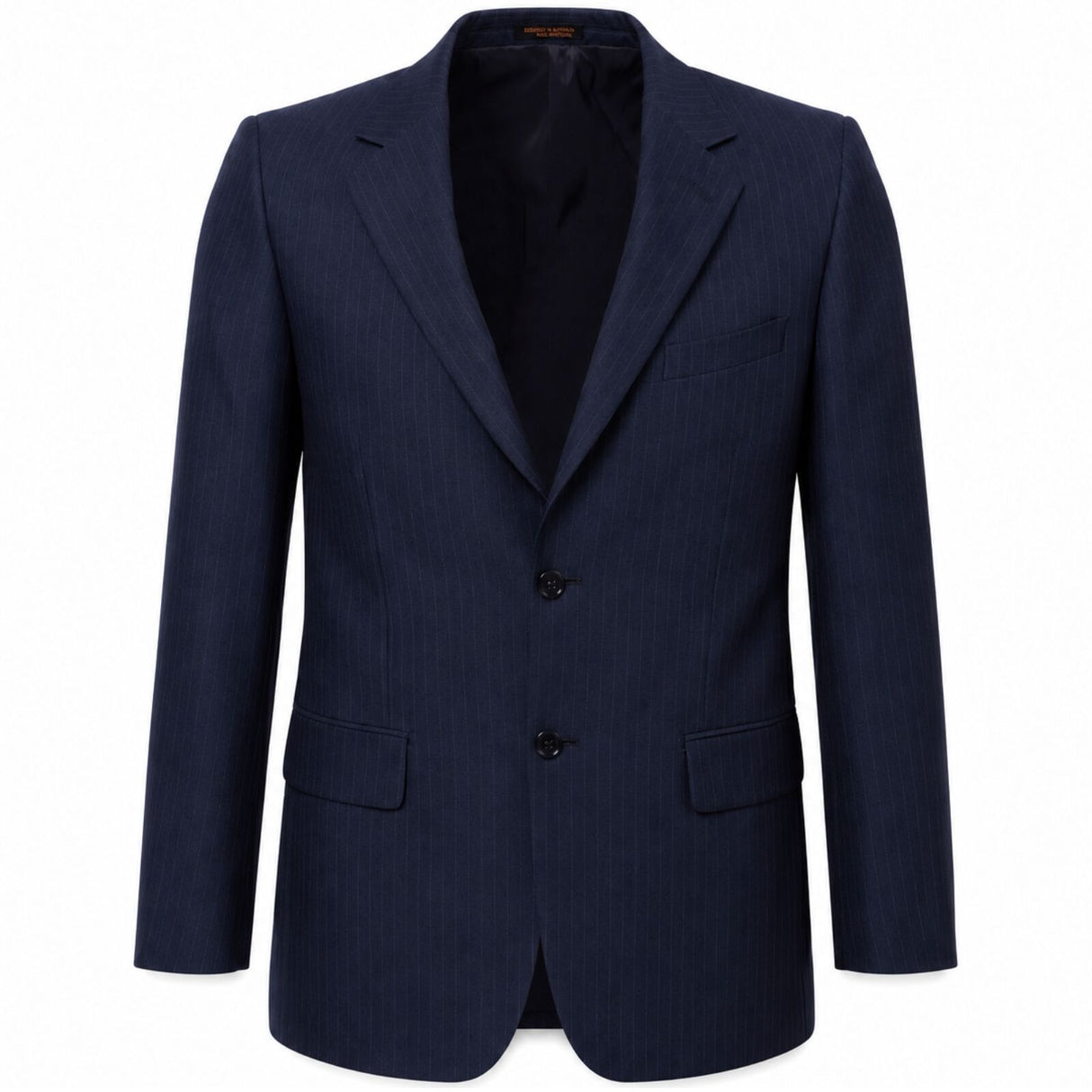 Biz Corporates Mens Single Breasted 2 Button Pinstripe Suit Jacket - Navy (Work Blazer)