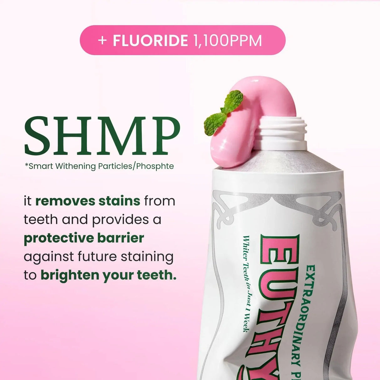 Euthymol Pink Whitening Toothpaste 106g Fluoride Mint Whitening Made in Korea