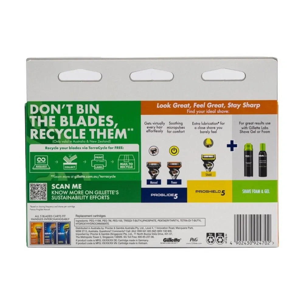 Gillette Pro Glide Mens Razor Cartridge Refills - 5 Pack