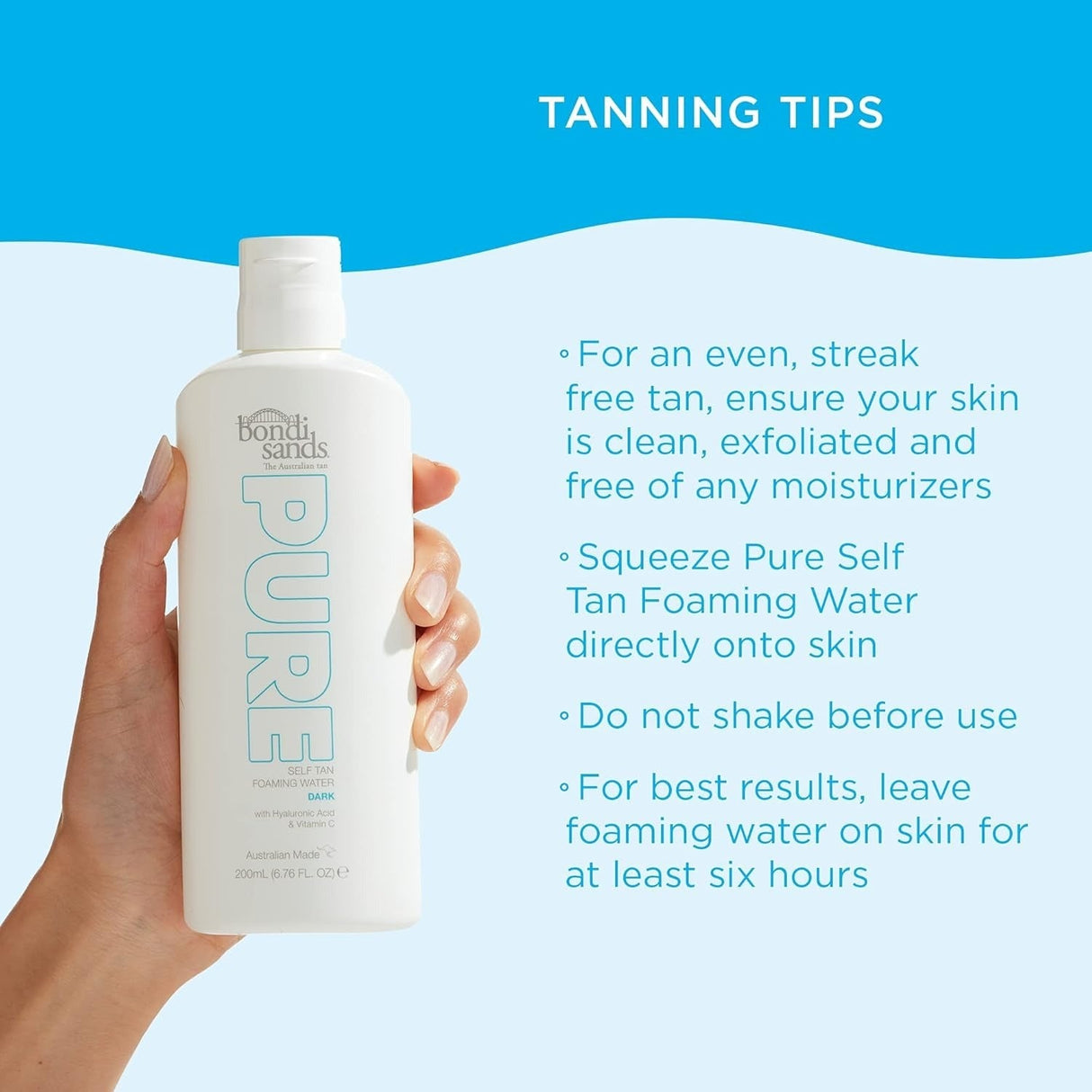 Bondi Sands 200mL Pure Self Tanning Foaming Water w/ Hyaluronic Acid - Dark