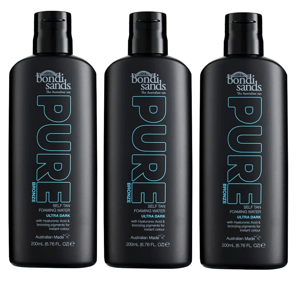 3x Bondi Sands 200ml Pure Bronze Self Tan Foaming Water - Ultra Dark