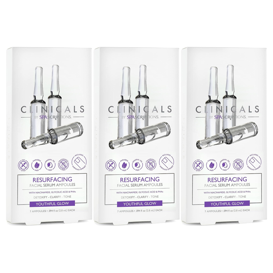 3x Spascriptions Clinicals 7-Pack Resurfacing Serum Ampoules Pack - Niacinamide & Glycolic Acid