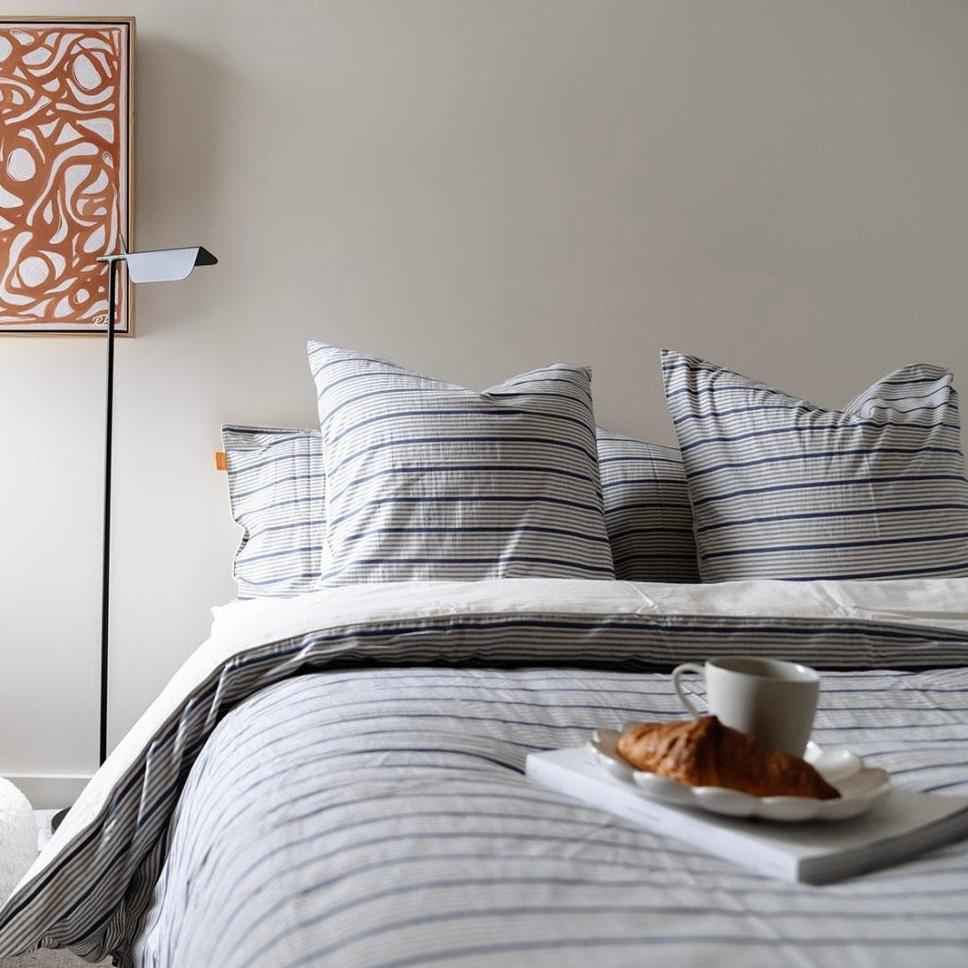 100% Cotton Yarn Dyed Duvet Quilt Cover Set w/ 2 Pillow Cases in Baylyn Grey