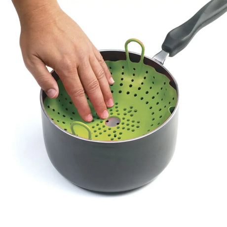 Chef'n Vibe Round 29.5cm Silicone Vegetable Steamer Kitchen Cooking Basket - Green