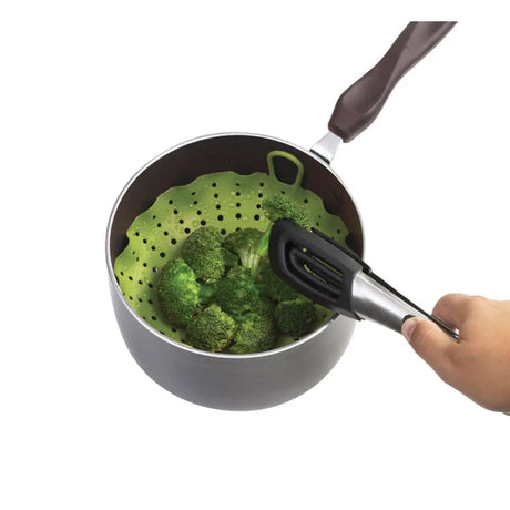 Chef'n Vibe Round 29.5cm Silicone Vegetable Steamer Kitchen Cooking Basket - Green