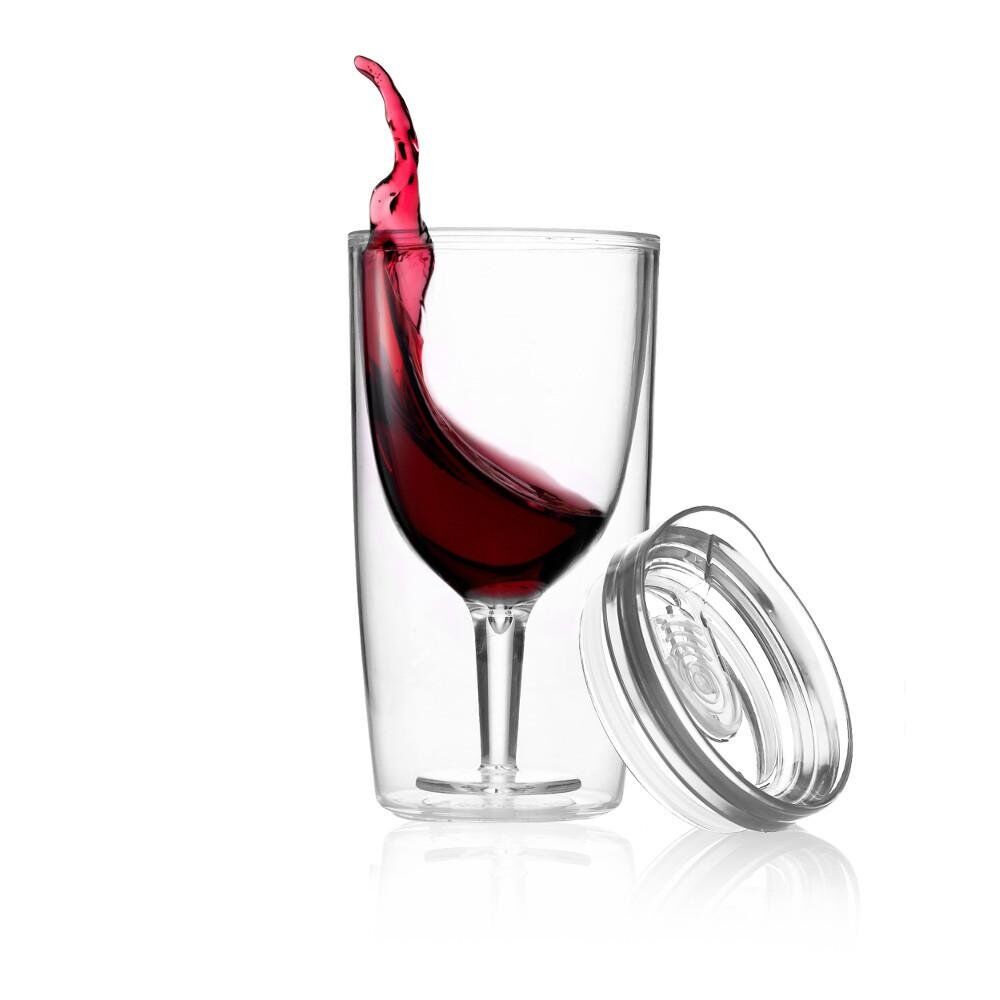 Alcoholder Spill-Proof Wine Sippy Cup Double Seal - Crystal Clear (BPA Free)