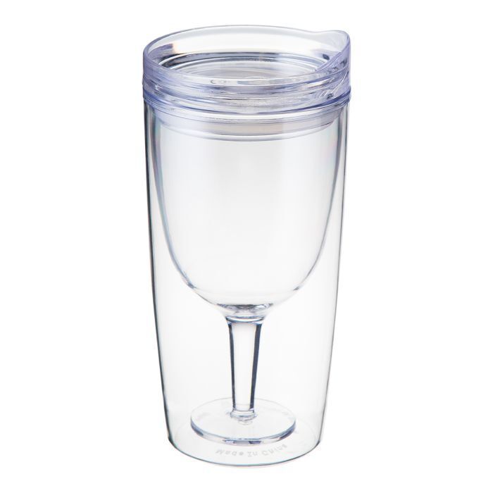 Alcoholder Spill-Proof Wine Sippy Cup Double Seal - Crystal Clear (BPA Free)