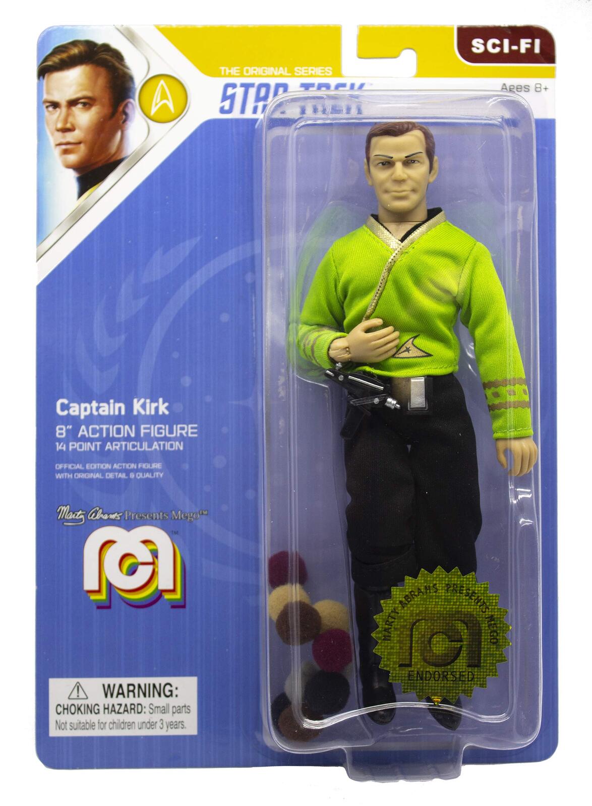 Mego Action Figure 8” Star Trek - Capt Kirk in Green Shirt with Tribbles