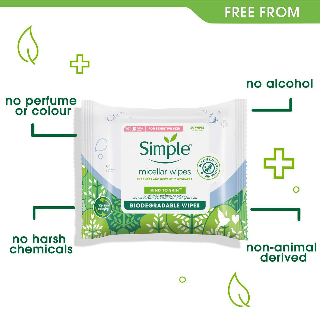 Simple 20 Micellar Wipes for Sensitive Skin