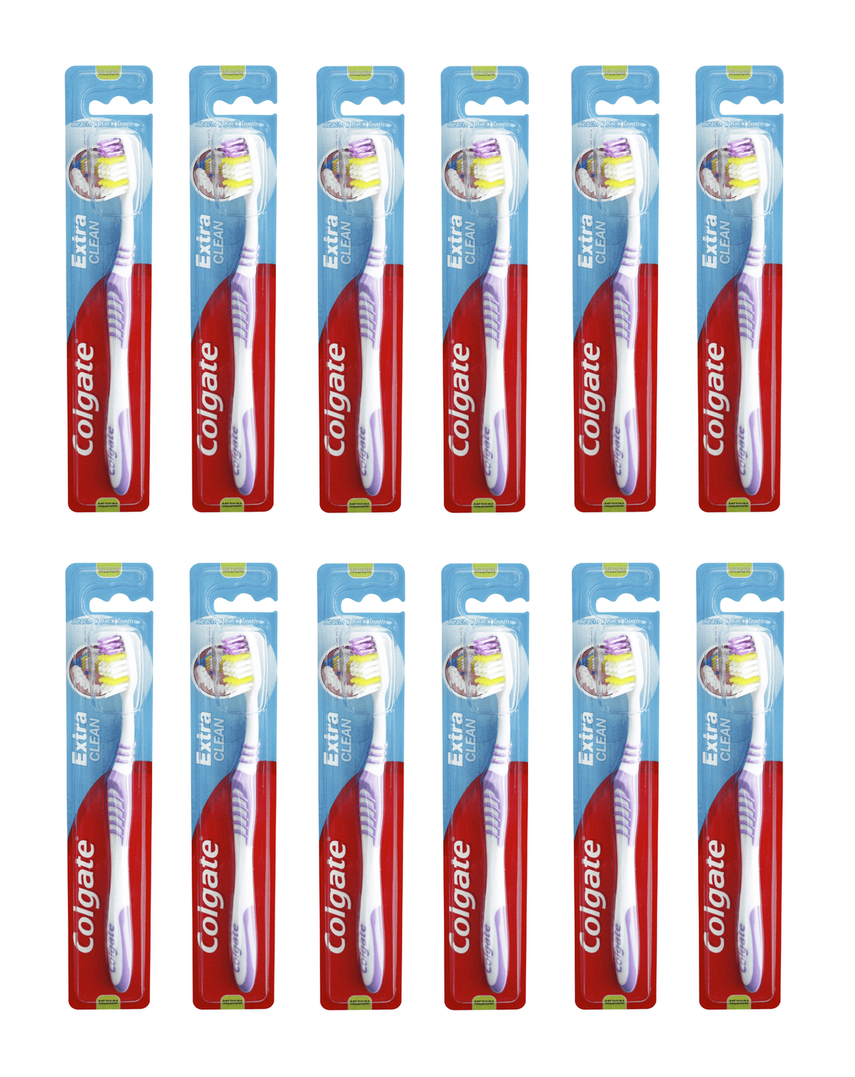 12x Colgate Extra Clean Toothbrush Medium Bulk Pack (12 Packs of 1)