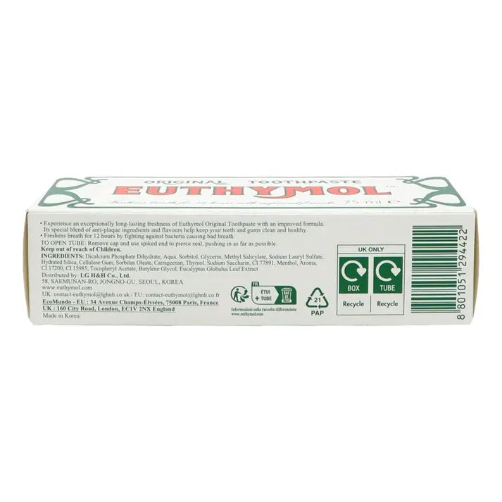 5x Euthymol Toothpaste 75ml Original