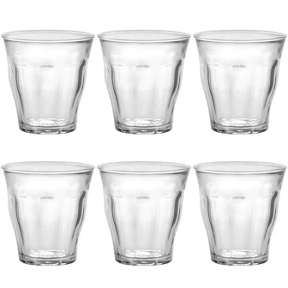 Duralex 6pcs 220ml Picardie Clear Glass Tumbler Glasses Thick & Sturdy BPA Free