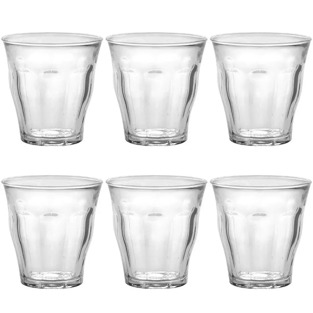 Duralex 6pcs 220ml Picardie Clear Glass Tumbler Glasses Thick & Sturdy BPA Free